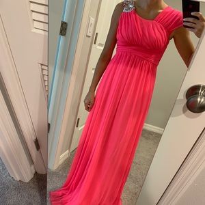 Deb Bridesmaid Prom Event Hot Pink Dress w sleeves